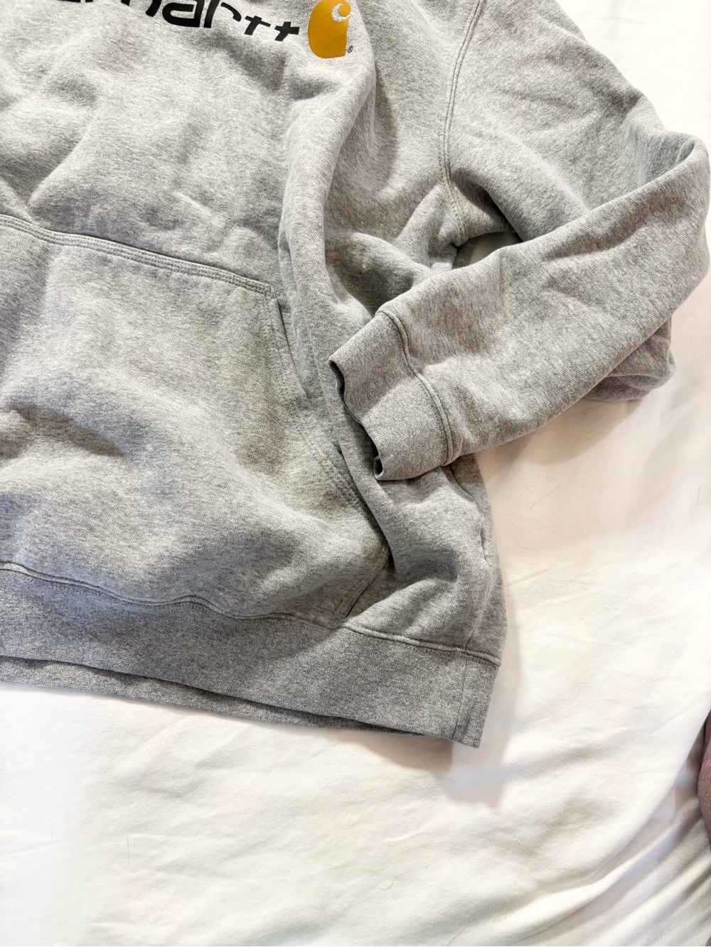 Carhartt Heather Gray Hoodie with Gold Logo - Picture 3 of 7